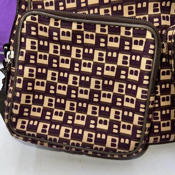 Bally Vintage Monogram Shoulder Bag Y2K Designer Purse Italian Leather - Picture 15 of 16